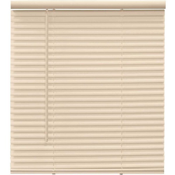 TruTouch Alabaster Cordless Light Filtering Vinyl Mini Blinds with 1 in. Slats 34 in. W x 64 in. L